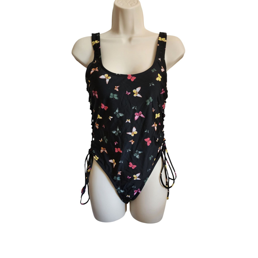 Cyn & Luca Swim Butterfly One Piece Swimsuit Women's M Black